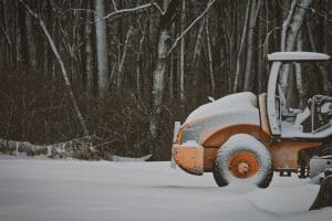 construction machine in winter